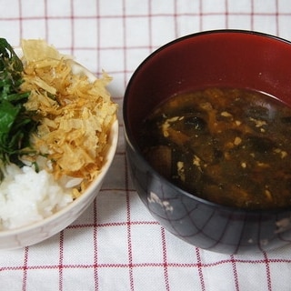 茗荷・紫蘇・花かつお　夏の三色ご飯